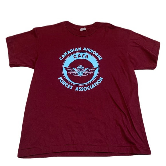 Vintage Canadian Airborne Forces CAFA T-Shirt M/M Burgundy - Picture 1 of 5